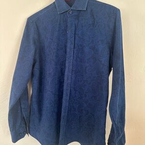 Tasso Elba - Men’s Medium Long Sleeve Dress Shirt - Blue - Used